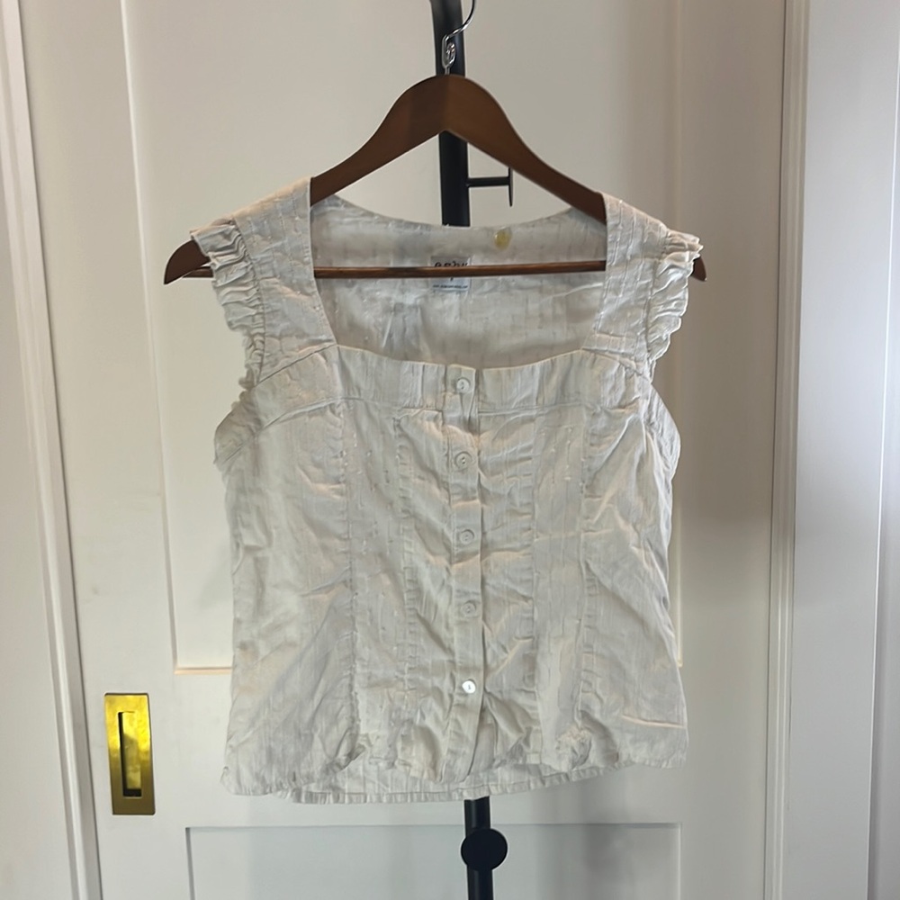 Esby white ruffled sleeve tank